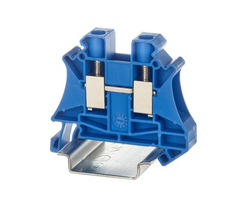 Клемма проходная, винтовой зажим, 2 точки подключения, 10 кв.мм, синяя  TUR-10-BU  DKC