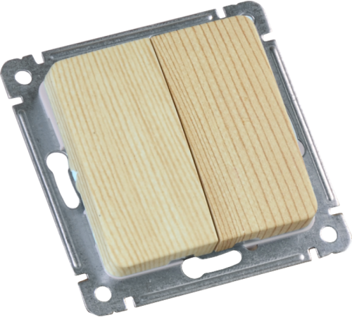 Выключатель скрытой установки, двухклавишный, механизм, цвет сосна  ВС10-451-02  HEGEL