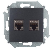 Simon 15 Графит Розетка компьютерная двойная RJ45 кат.6а (АМР, FTP)  1591564-038  Simon