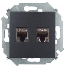 Simon 15 Графит Розетка компьютерная двойная RJ45 кат.6а (АМР, FTP)  1591564-038  Simon