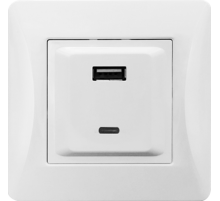 Розетка 2xUSB A/C, 125-250V (белый)  201007  SPL