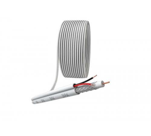 Кабель для аналогового видеонаблюдения KK-0.5-PVC ККСВ-2x0,5 мм, бухта 200 метров, белый  Б0052740  ЭРА