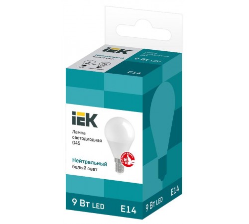 Лампа светодиодная LED 9Вт 230В 4000К E14 шар  LLE-G45-9-230-40-E14  IEK