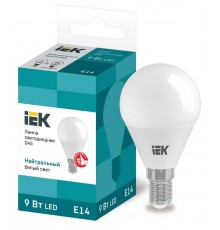 Лампа светодиодная LED 9Вт 230В 4000К E14 шар  LLE-G45-9-230-40-E14  IEK