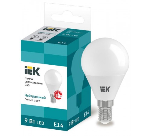 Лампа светодиодная LED 9Вт 230В 4000К E14 шар  LLE-G45-9-230-40-E14  IEK