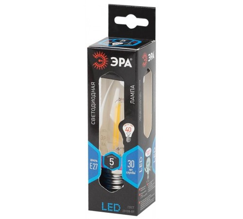 Лампа светодиодная F-LED B35-5W-840-E27 Лампы СВЕТОДИОДНЫЕ F-LED ЭРА (филамент, свеча, 5Вт, нейтр, E27)  Б0027934  ЭРА