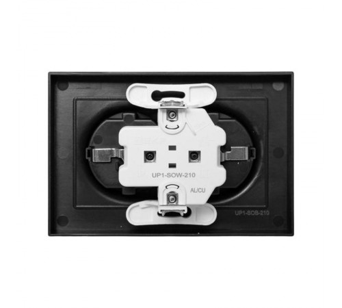 Механизм розетки двойной, 16А, с заземлением, без шторок, с рамкой, чёрный Эпика EKF  UP1-SOB-210  EKF