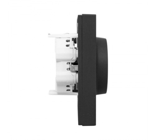 Механизм розетки двойной, 16А, с заземлением, без шторок, с рамкой, чёрный Эпика EKF  UP1-SOB-210  EKF