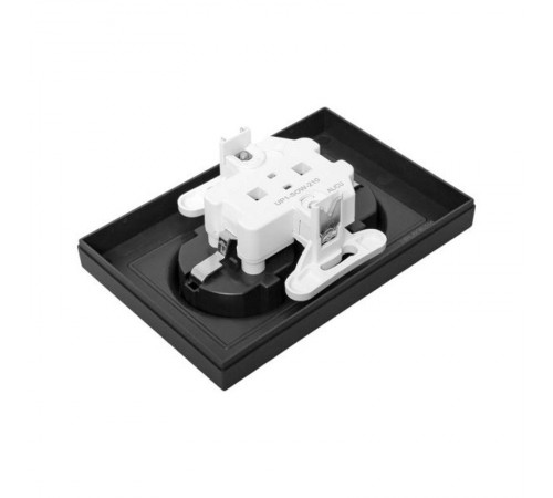 Механизм розетки двойной, 16А, с заземлением, без шторок, с рамкой, чёрный Эпика EKF  UP1-SOB-210  EKF