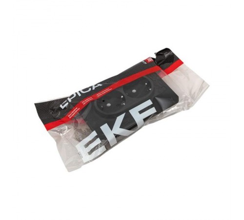 Механизм розетки двойной, 16А, с заземлением, без шторок, с рамкой, чёрный Эпика EKF  UP1-SOB-210  EKF