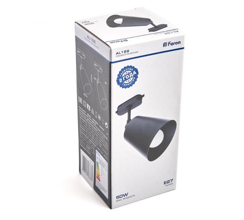 Светильник светодиодный трековый AL158 под лампу E27, черный  41071  Feron