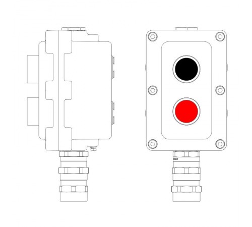 Взрывонепроницаемый пост управления из алюминия LCSD-02-B-MB-P1B(11)x1-P1R(11)x1-PBMB-KA2MHK  LCSD21000053  DKC