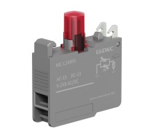 Контактный блок с клеммными зажимами под винт со светодиодом на  9-24В, красный  MC-L24RPS  DKC