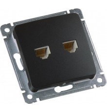 Розетка компьютерная и телефонная скрытой установки, механизм, цвет черный  РСКТ-440-08  HEGEL