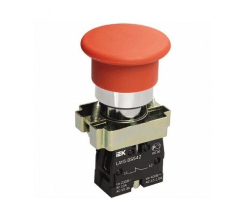 Кнопка управления LAY5-BC41"Грибок" без подсветки красная 1з   BBG70-BC-K04  IEK