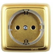 Розетка открытой установки, одноместная, с заземляющим контактом, с изолирующей пластиной, цвет золото  РА16-173-07  HEGEL