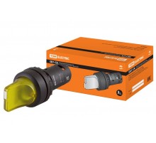 Переключатель на 3 положения с фиксацией SB7-CK3565-220V короткая ручка(LED) d22мм 1з+1р желтый  SQ0746-0069  TDM