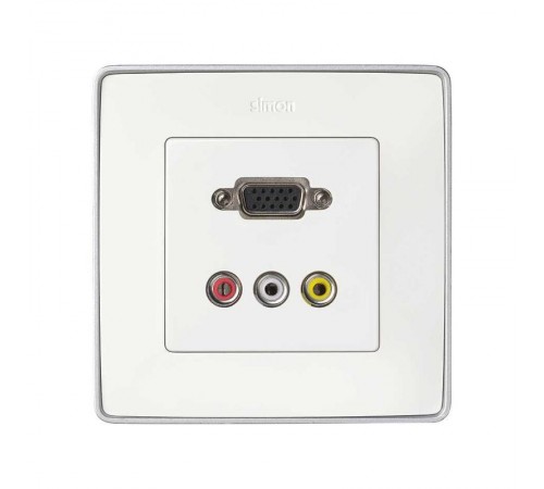 Simon 82 Накладка для коннектора VGA HD15, "мама" + 3RCA, S82, S82N, S82 Detail, белый  8200092-030  Simon