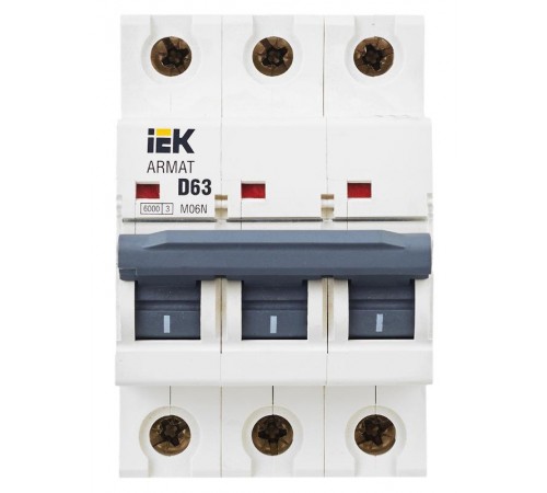 Выключатель автоматический трехполюсный M06N 3P D 63А 6кА ARMAT  AR-M06N-3-D063  IEK