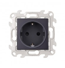 Simon 24 Графит Розетка 2К+З Schuko со шторками  2450432-038  Simon