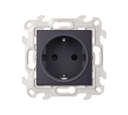 Simon 24 Графит Розетка 2К+З Schuko со шторками  2450432-038  Simon