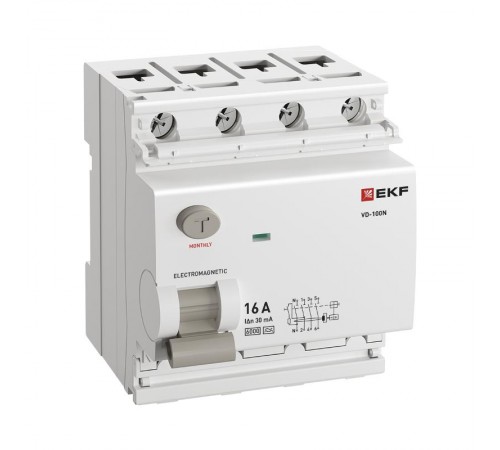 Выключатель дифференциального тока (УЗО) ВД-100N 4P 16А 30мА тип A эл-мех 6кА PROXIMA E1046MA1630EKF