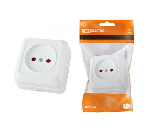 Розетка 2П открытой установки с з/ш IP20 10А, белый "Ладога"   SQ1801-0059  TDM