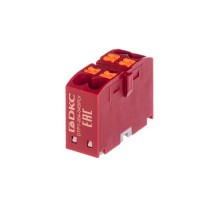 Блок распределительный, зажим push-in, 4 точки подключения 2,5 кв.мм, красный  DTP1-004-04SPUR  DKC