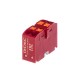 Блок распределительный, зажим push-in, 4 точки подключения 2,5 кв.мм, красный  DTP1-004-04SPUR  DKC