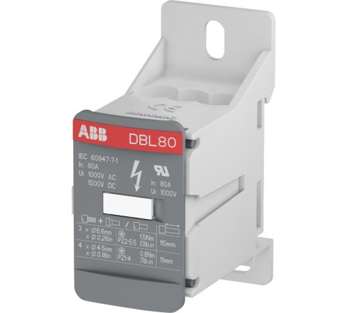 Блок DBL80 распределительный, 80А, 1 -полюсный  1SNL308010R0000  TE
