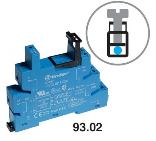 Розетка с винтовыми клеммами (с зажимной клетью) для реле 41 серии; питание 24В АС/DC; в комплекте пластиковая клипса; опции: LED  93020024  Finder