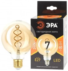 Лампа светодиодная F-LED G95-7W-824-E27 spiral gold (филамент, шар спир зол, 7Вт, тепл, E27) (20/560)  Б0047663  ЭРА