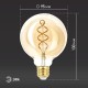 Лампа светодиодная F-LED G95-7W-824-E27 spiral gold (филамент, шар спир зол, 7Вт, тепл, E27) (20/560)  Б0047663  ЭРА