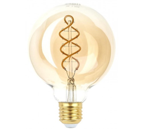 Лампа светодиодная F-LED G95-7W-824-E27 spiral gold (филамент, шар спир зол, 7Вт, тепл, E27) (20/560)  Б0047663  ЭРА
