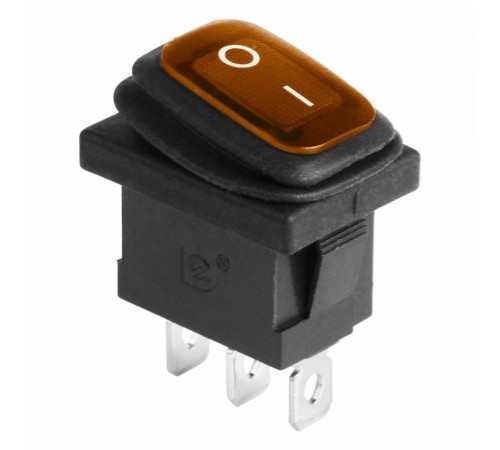 Выключатель клавишный 250V 6А (3с) ON-OFF желтый с подсветкой Mini ВЛАГОЗАЩИТА  36-2177  REXANT