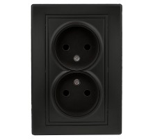 Розетка Intro Plano 1-204-05 без заземления двойная 2х2P, 16А-250В, IP20, СУ, антрацит  Б0053911  Intro