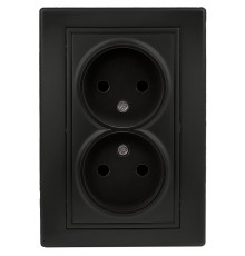 Розетка Intro Plano 1-204-05 без заземления двойная 2х2P, 16А-250В, IP20, СУ, антрацит  Б0053911  Intro