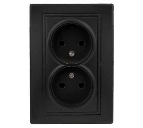 Розетка Intro Plano 1-204-05 без заземления двойная 2х2P, 16А-250В, IP20, СУ, антрацит  Б0053911  Intro