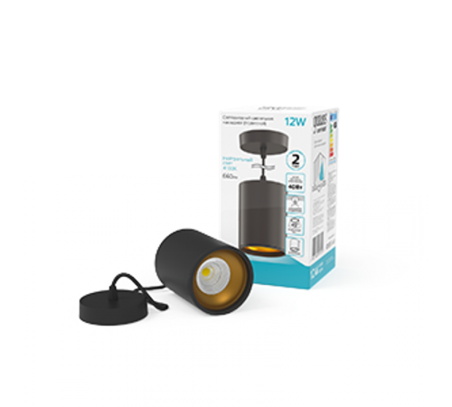 Светильник светодиодный накладной/подвесной HD042 12W (черный/золото) 4100K 79*100мм 1/20  HD042  Gauss