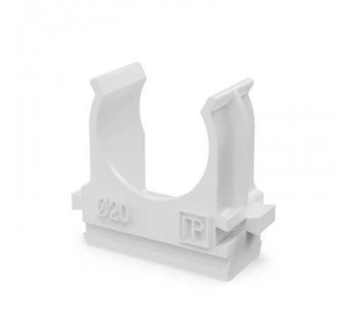 Крепёж-клипса для труб Полистирол белая д20 (100шт/1500шт уп/кор)  PR.02720б  Промрукав