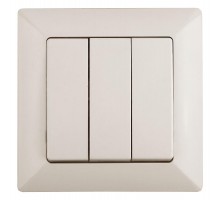 4-106-02 Intro Выключатель тройной, 10А-250В, СУ, Solo, сл.кость  Б0043299  Intro