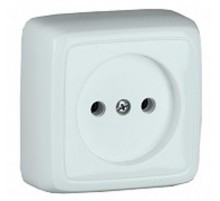 Розетка открытой установки, одноместная, с изолирующей пластиной, цвет белый  РА16-103  HEGEL