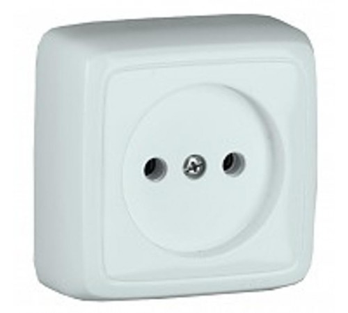 Розетка открытой установки, одноместная, с изолирующей пластиной, цвет белый  РА16-103  HEGEL