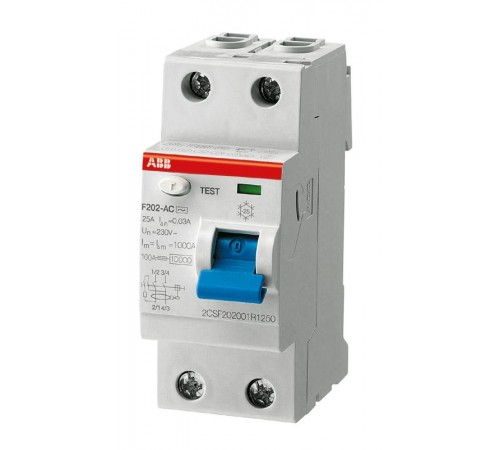 Выключатель дифференциальный (УЗО) F202 2п 100А 30мА тип A  2CSF202101R1900  ABB