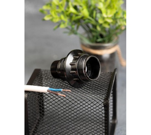 Патрон карболитовый с кольцом Е14 черный без наклейки   LHC-E14-r  EKF