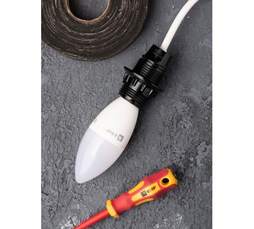 Патрон карболитовый с кольцом Е14 черный без наклейки   LHC-E14-r  EKF