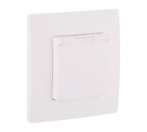 Etika Белый Розетка с заземлением IP44  со шторками с защитной крышкой 16А 250В безвинтовые зажимы  672226  Legrand