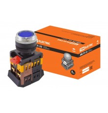 Кнопка ABLFS-22 синий d22мм неон/230В 1з+1р   SQ0704-0011  TDM