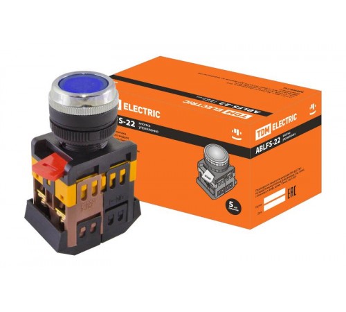 Кнопка ABLFS-22 синий d22мм неон/230В 1з+1р   SQ0704-0011  TDM