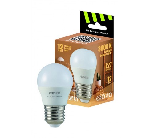 Лампа светодиодная FLL- G45 12w E27 3000K 230/50 ФАZA  .5038622  ФАZА